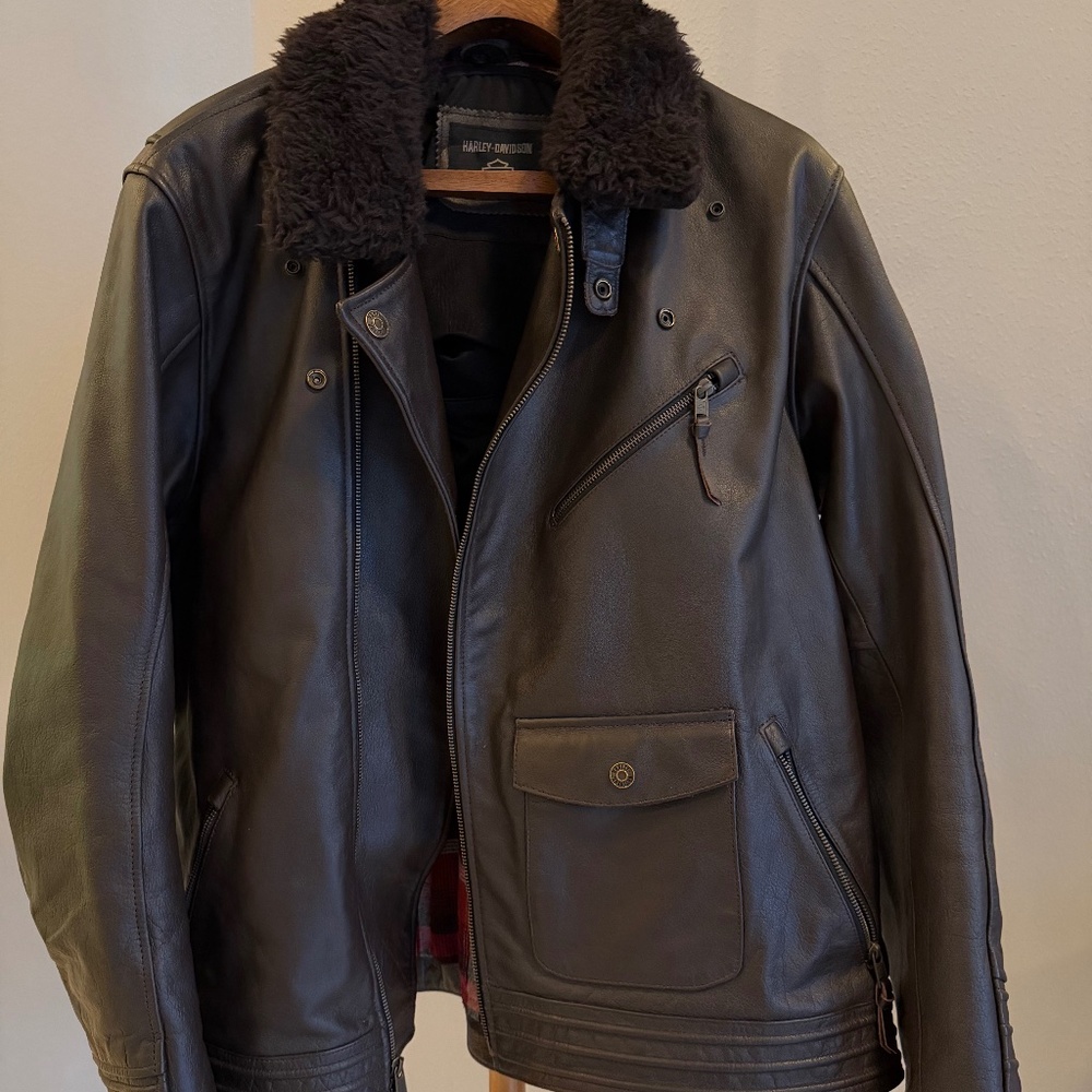 Harley-Davidson Maverick Leather Biker Jacket Brown Java Like New - Picture 2 of 5